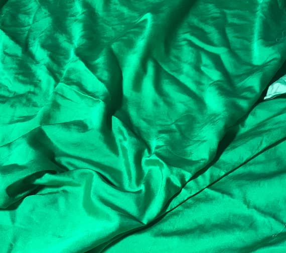 emerald charmeuse fabric - Hand Dyed EMERALD GREEN - Silk/Cotton Satin Fabric