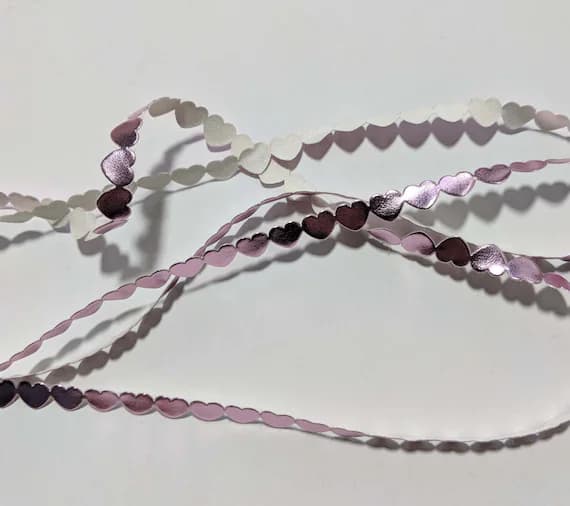 pink none - PINK French Metallic Faux Leather Hearts Ribbon (9mm/ 3/8" wide x 2 yards)