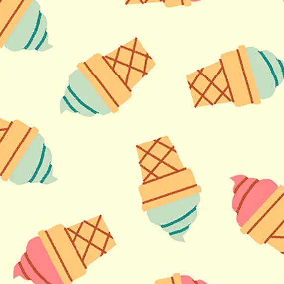 cream cotton fabric - Food Truck - Ice Cream Cones Ecru - Paintbrush Studio Cotton Fabric