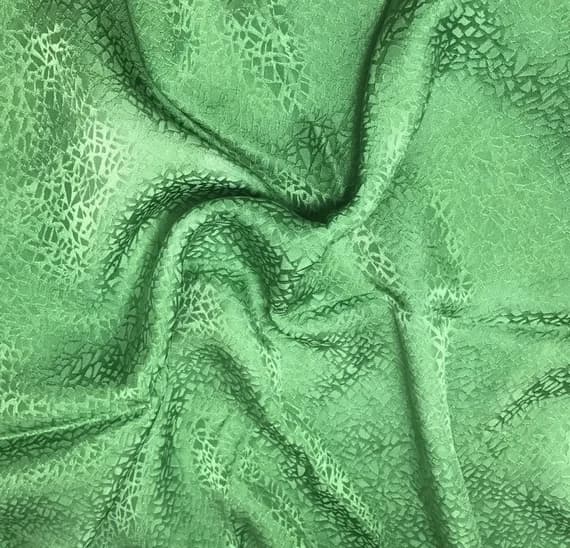 green silk fabric - Hand Dyed Spring Green Pebbles - Silk Jacquard Fabric