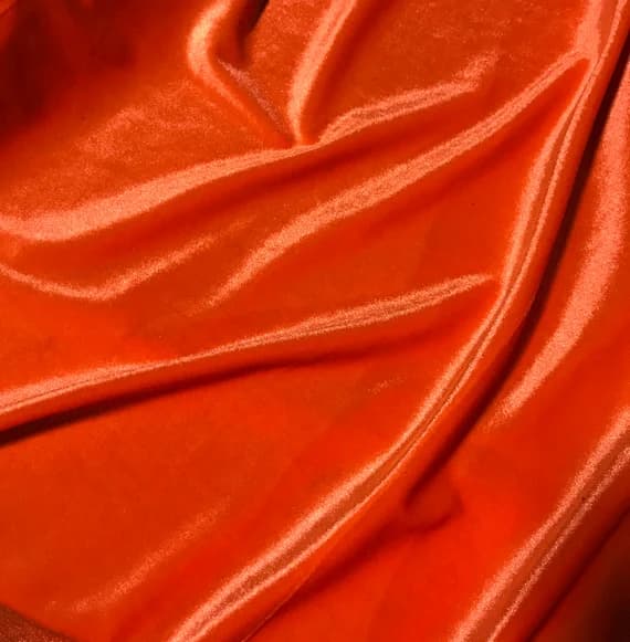 orange velvet fabric - Bright Orange - Stretch Polyester Velvet Fabric