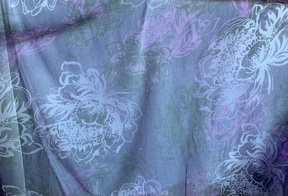 purple chiffon fabric - Large Scale Purple Floral - Crinkle Silk Chiffon Fabric