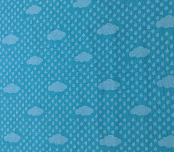 aqua cotton fabric - Aqua Bloom Rain Clouds - Riley Blake Cotton Fabric
