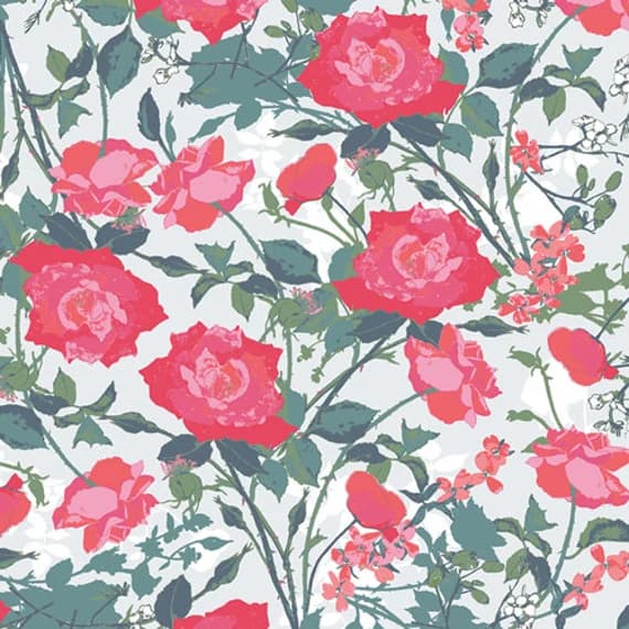 cotton fabric - Rosemantic Trellis Bright - Picturesque by Katarina Roccella for Art Gallery 100% Cotton Fabric