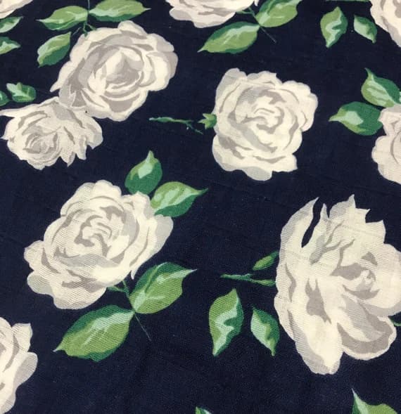cobalt cotton fabric - Rose Garden Cobalt Blue - Shannon Embrace - Cotton Double Gauze Fabric
