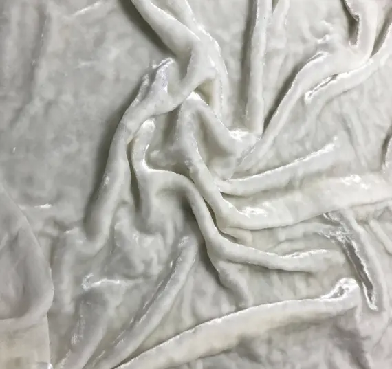 white velvet fabric - White Very PLUSH Silk Velvet Fabric - 45" wide