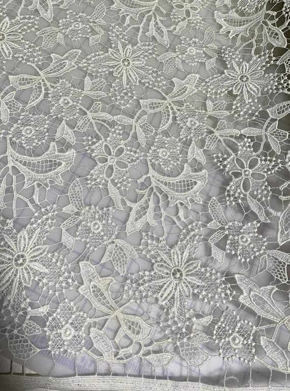 ivory lace - Ivory Dainty Floral - Schiffli Lace Fabric