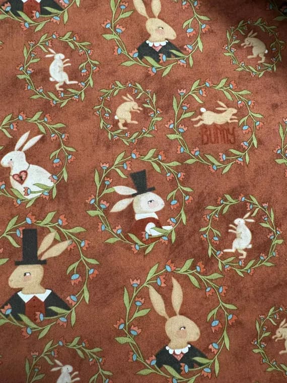 cotton fabric - Hop Hop Hooray Bunny Rabbits in Vine Frames Riley Blake Cotton Fabric