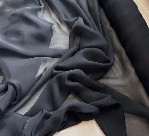 black chiffon fabric - Black - Soft Silk Organza Fabric (Also called Flat Chiffon) 6 momme weight