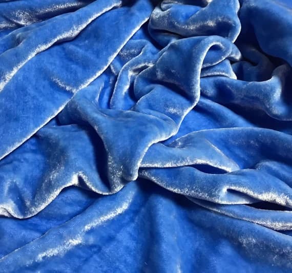 blue velvet fabric - ALPINE BLUE Hand Dyed Silk Velvet Fabric