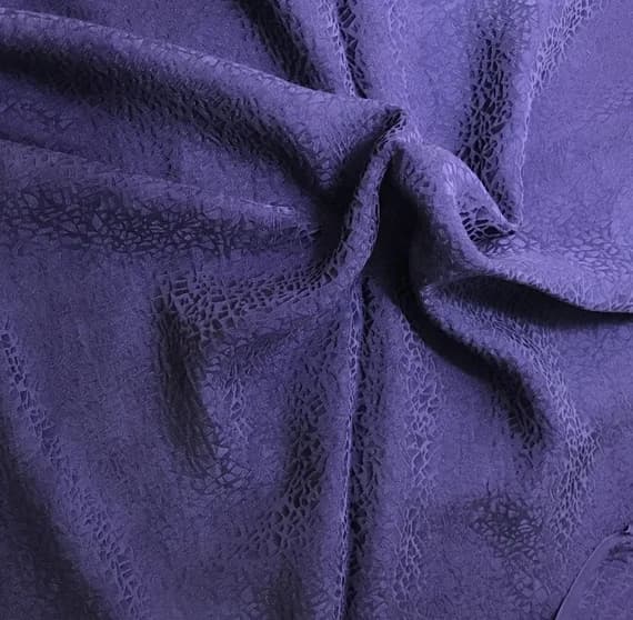 blue silk fabric - Hand Dyed Midnight Blue Pebbles - Silk Jacquard Fabric