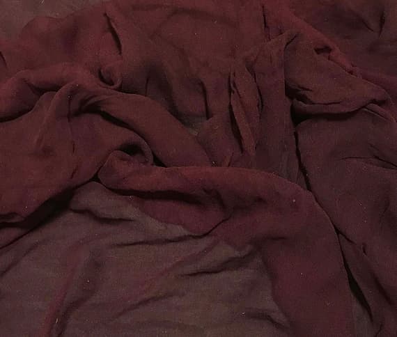 maroon chiffon fabric - Hand Dyed MAROON - Silk Gauze Chiffon Fabric
