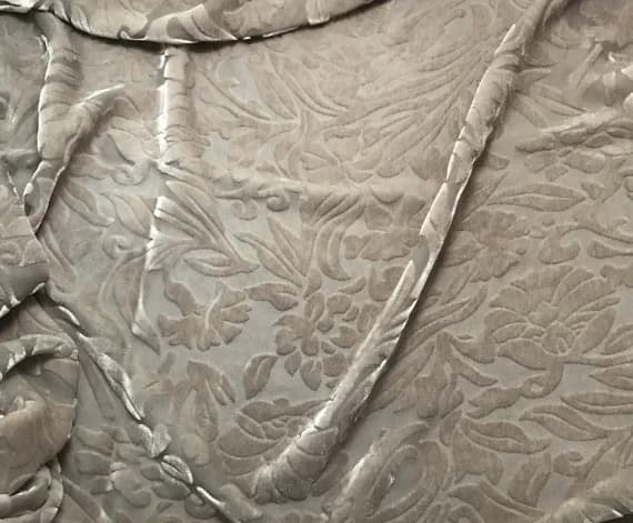taupe velvet fabric - TAUPE GRAY Floral Burnout Hand Dyed Silk Velvet Fabric