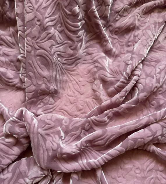 velvet fabric - ANTIQUE MAUVE Floral Burnout Hand Dyed Silk Velvet Fabric
