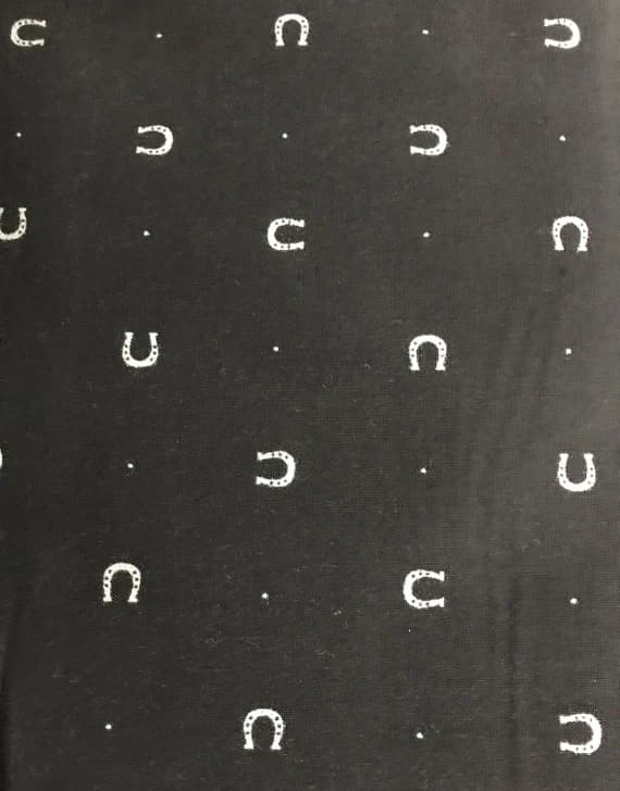 black cotton fabric - Metallic Horseshoes Black - Lucky Charms Basics - Figo Cotton Fabrics