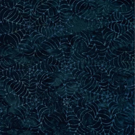 blue cotton fabric - Deep Blue Cobwebs - Ocean Tale - Batik by Mirah Cotton Fabric