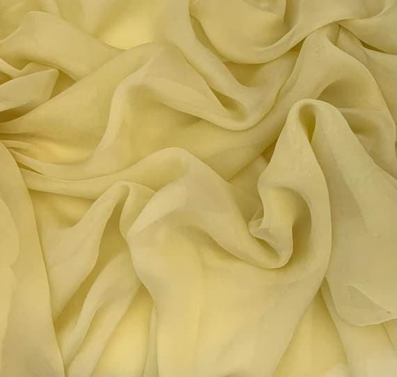 yellow chiffon fabric - Hand Dyed BUTTER YELLOW Soft Silk Organza Fabric - 54" wide