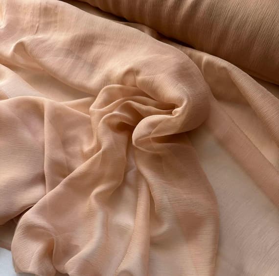 peach chiffon fabric - Peach - Crinkle Silk Chiffon Fabric