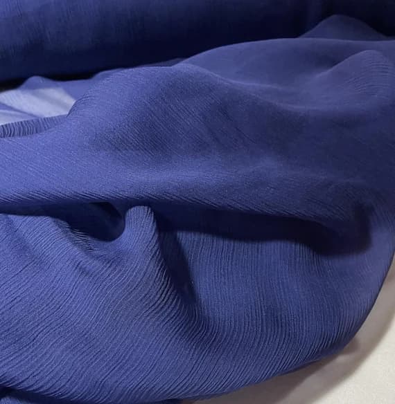 blue chiffon fabric - Deep Periwinkle Blue - Crinkle Silk Chiffon Fabric