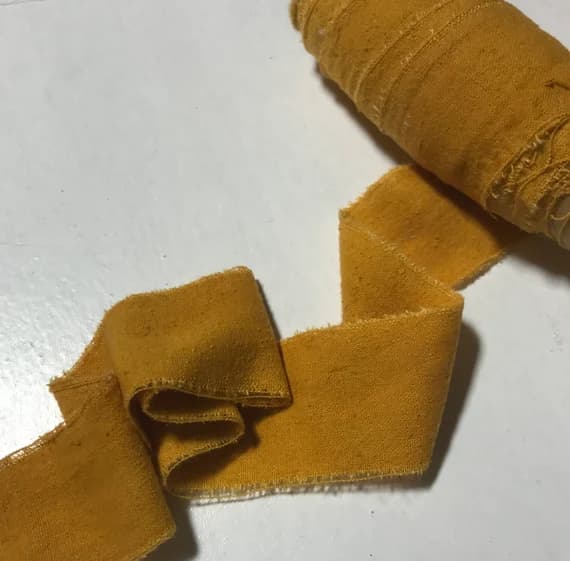 gold none - Hand Dyed Gold 100% Silk Noil Ribbon ( 3 Widths to choose from)