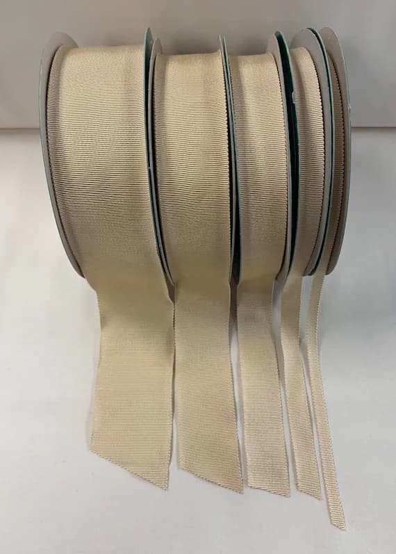 beige none - Beige 100% Rayon Petersham Ribbon (5 Widths to choose from)