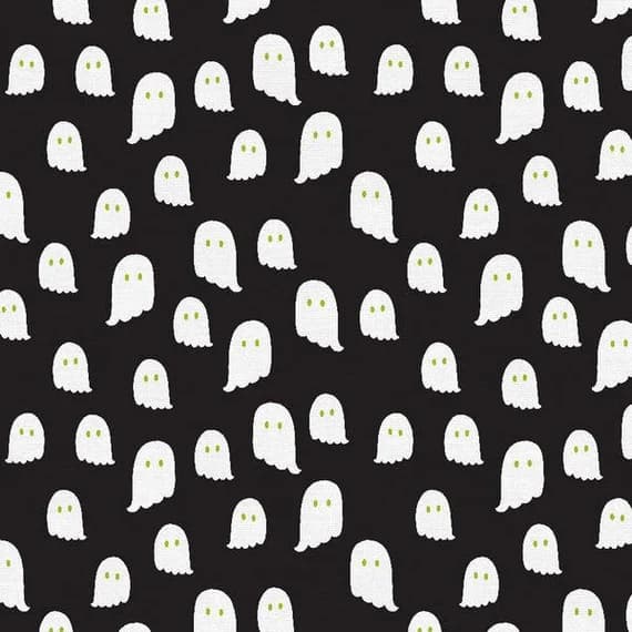 black cotton fabric - Halloween Night - Ghosts Black - Paintbrush Studio Cotton Fabrics