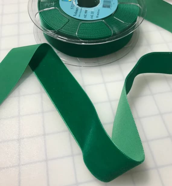 emerald none - EMERALD GREEN French Velvet Ribbon (1 1/2" wide)