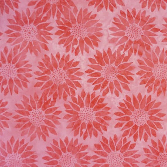 cotton fabric - Bridal Rose Daisy Floral Sedona - Batik by Mirah Cotton Fabric