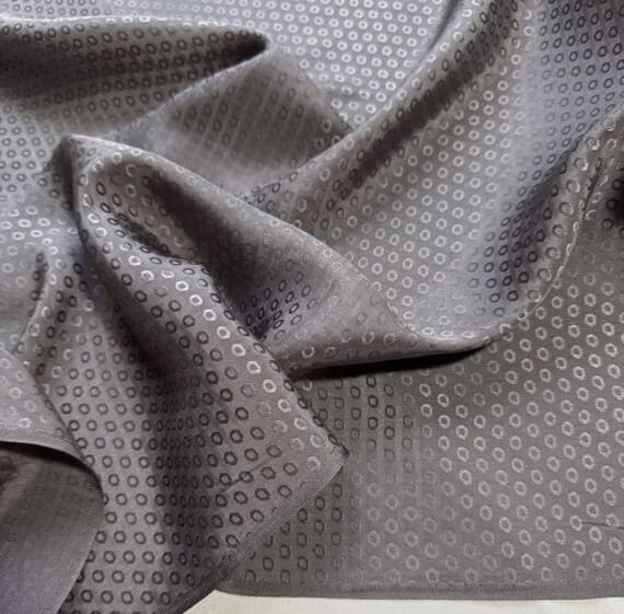 charcoal silk fabric - Charcoal Gray Geometric Circles - 100% Silk Jacquard Fabric