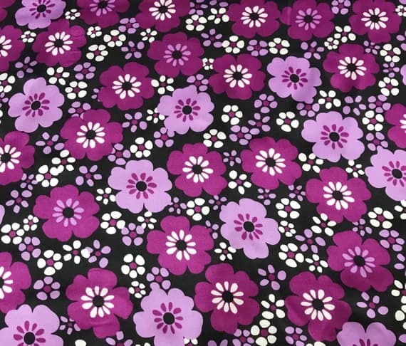 charmeuse fabric - Flowers in Purples - Silk Charmeuse