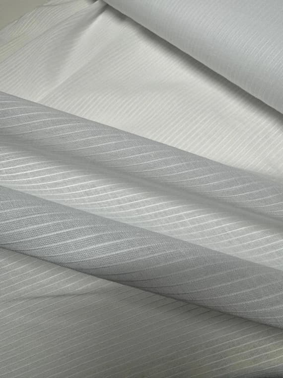 white cotton fabric - White Stripe Cotton Voile Fabric