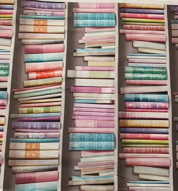 cotton fabric - Books on a Bookshelf - Digital Print - Kokka Japan Cotton Fabric