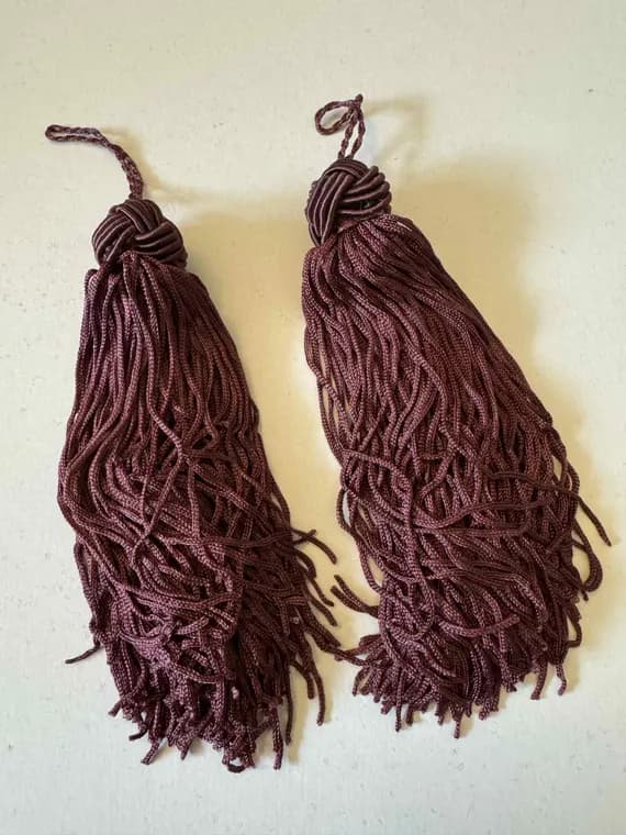 burgundy none - Burgundy Red 6" Bell Tassel Fringe Vintage New by Conso Set of 2