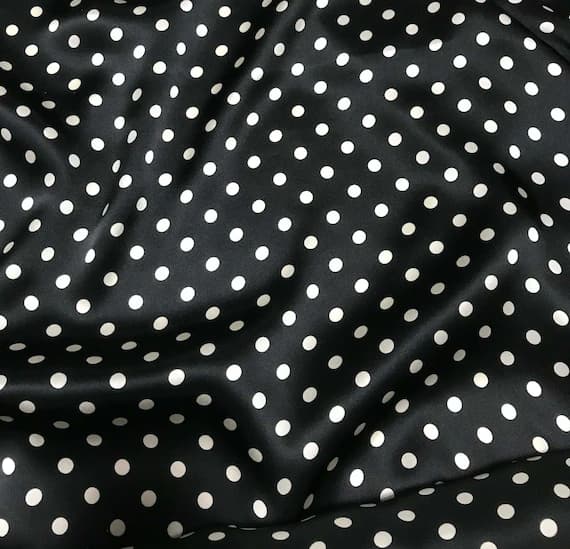 black charmeuse fabric - Black and White 3/8" Polka Dots - Silk Charmeuse
