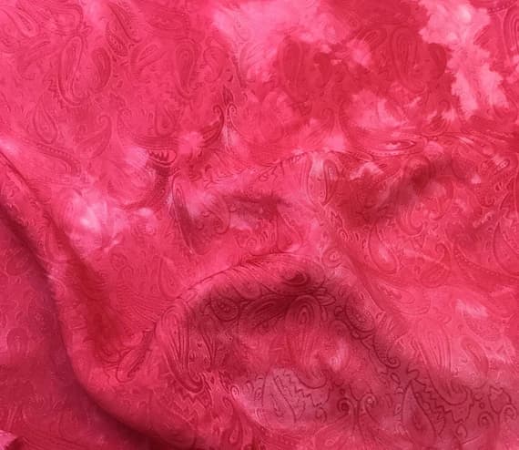 fuchsia silk fabric - Hand Dyed Fuchsia Pink PAISLEY - Silk Jacquard Fabric - 44" wide