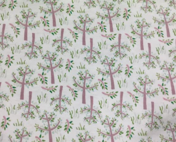 green cotton fabric - Green Whimsical Trees - David Textiles - Cotton Flannel Fabric