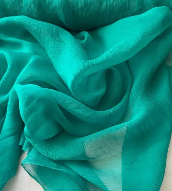 emerald chiffon fabric - Emerald Green - 5mm Crinkle Silk Chiffon Fabric