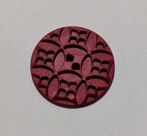 red none - Red Art Nouveau Geometric Plastic Button - 28mm / 1 1/8 inch - Dill Buttons