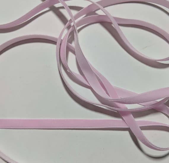 pink none - French VELVET Ribbon BABY PINK by the yard 3/8 inch