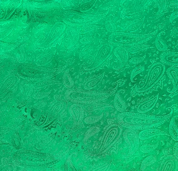emerald silk fabric - Hand Dyed Emerald Green PAISLEY - Silk Jacquard Fabric