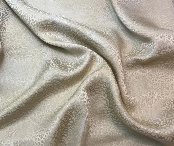 silk fabric - Hand Dyed Ecru Pebbles - Silk Jacquard Fabric
