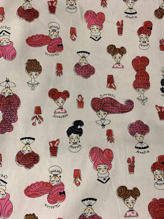 cotton fabric - Victorian Ladies with Hair Collage Patterns - Kokka Japan Cotton Oxford Fabric