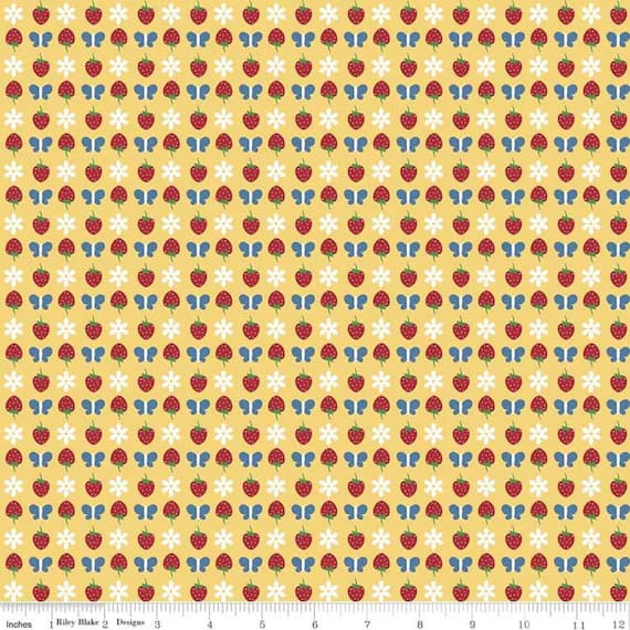 yellow cotton fabric - Gingham Girls Butterfly Yellow - Riley Blake Cotton Fabric