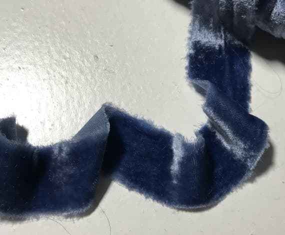 blue none - Hand Dyed Denim Blue Silk Velvet Ribbon ( 4 Widths to choose from)