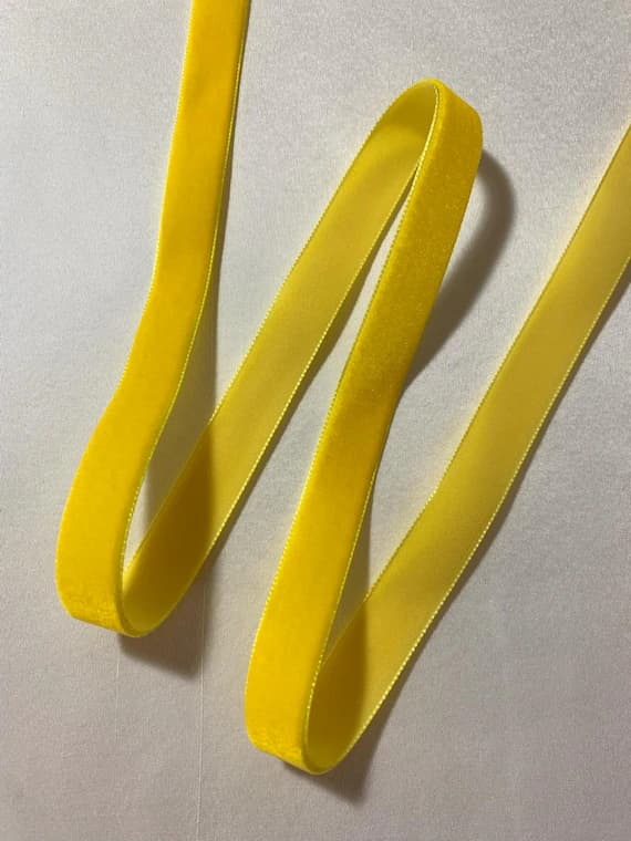 yellow none - Bright Yellow French Velvet Ribbon (5/8" wide)