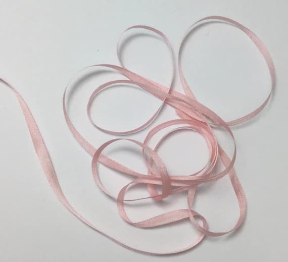 pink none - YLI #8 Pure Silk Embroidery Ribbon Baby Pink 4mm 1/8" wide Japan -3 yards-