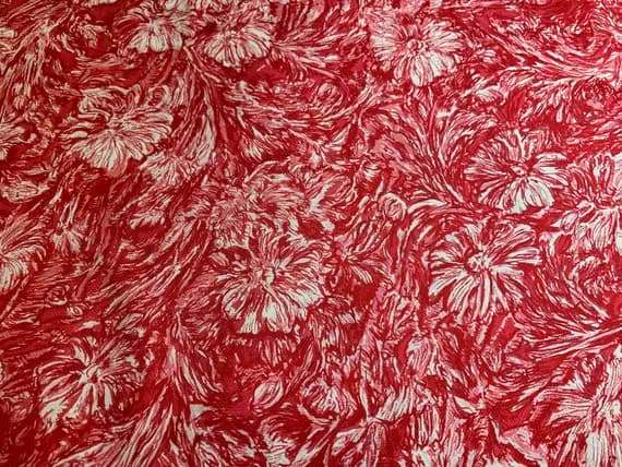 red silk fabric - 1/2 yard increments Hot Pink & Red Floral Printed Vintage Silk Pongee Fabric