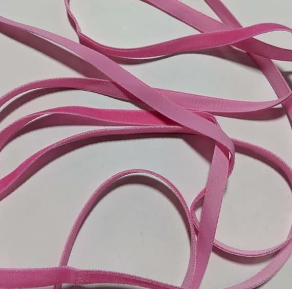 pink none - French VELVET Ribbon BRIGHT PINK by the yard 3/8 inch