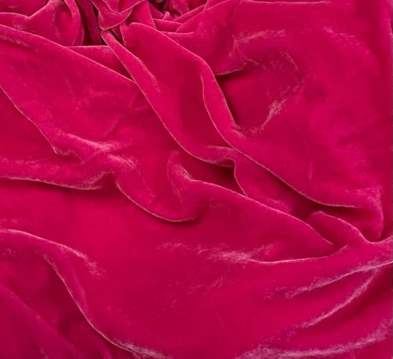 pink velvet fabric - NEON PINK Hand Dyed Silk Velvet Fabric