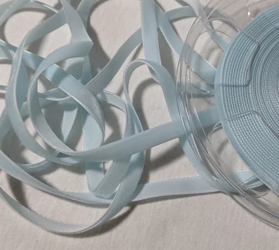 blue none - French VELVET Ribbon PALE BLUE Blue by the yard 3/8 inch
